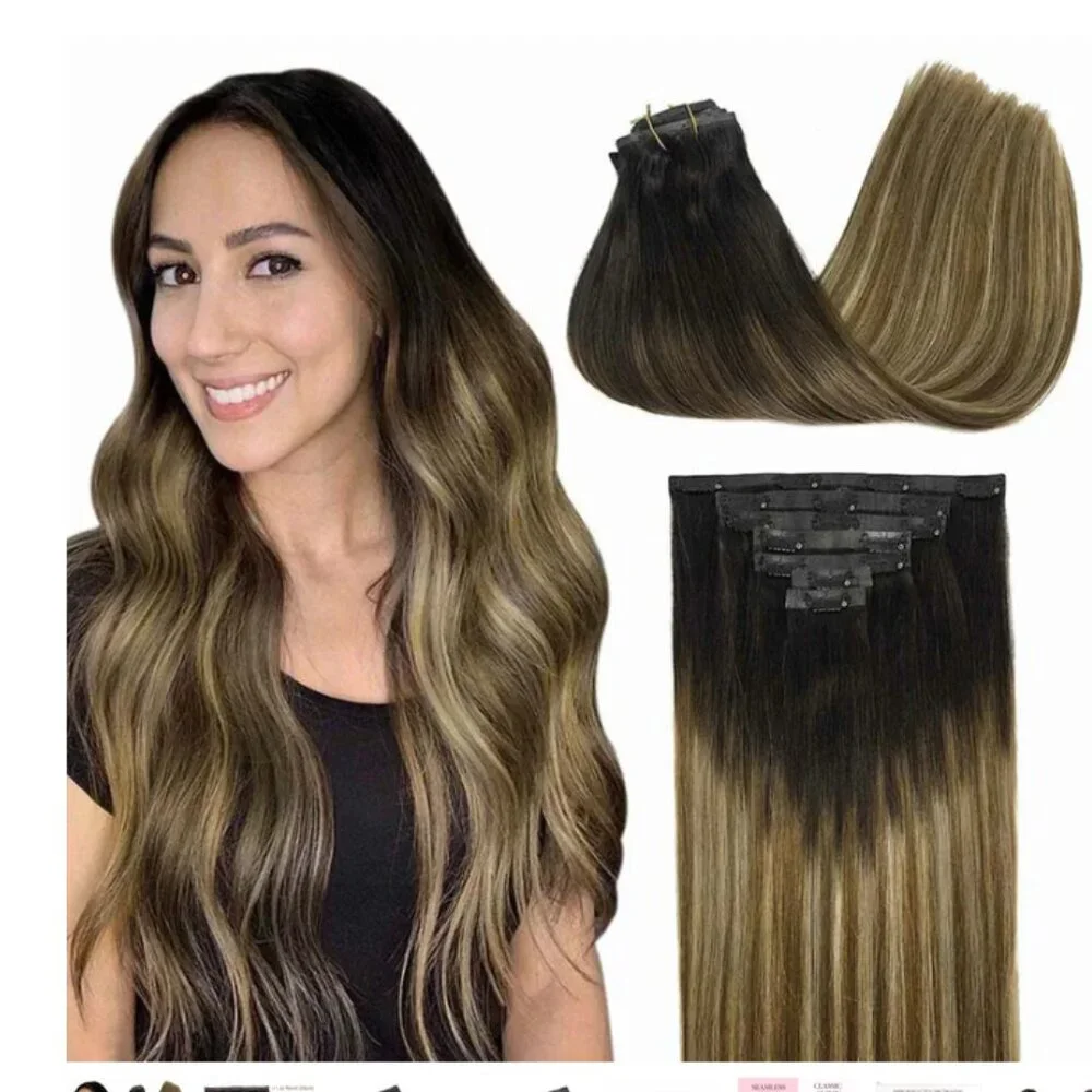 100% Remy Human Hair Clip In Hair Extensions 18